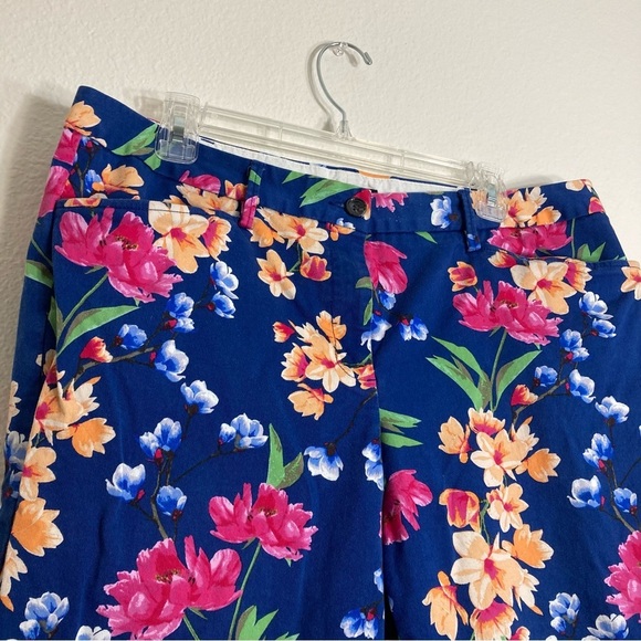 Land’s End Floral Cropped Pants - Blue/Pink - 14 - Straight Leg - Picture 3 of 7